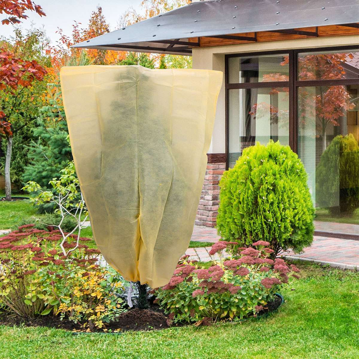 1/2/4X Reusable Plant Covers Freeze with Drawstring for Winter Frost Protection