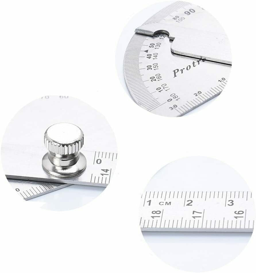 Protractor Angle Finder Arm Stainless Steel Measuring Ruler Tool 180 Degree USA
