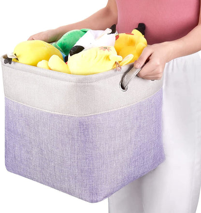 Large Storage Basket Rectangular Fabric Collapsible Organizer Bin Box 13×13×13In