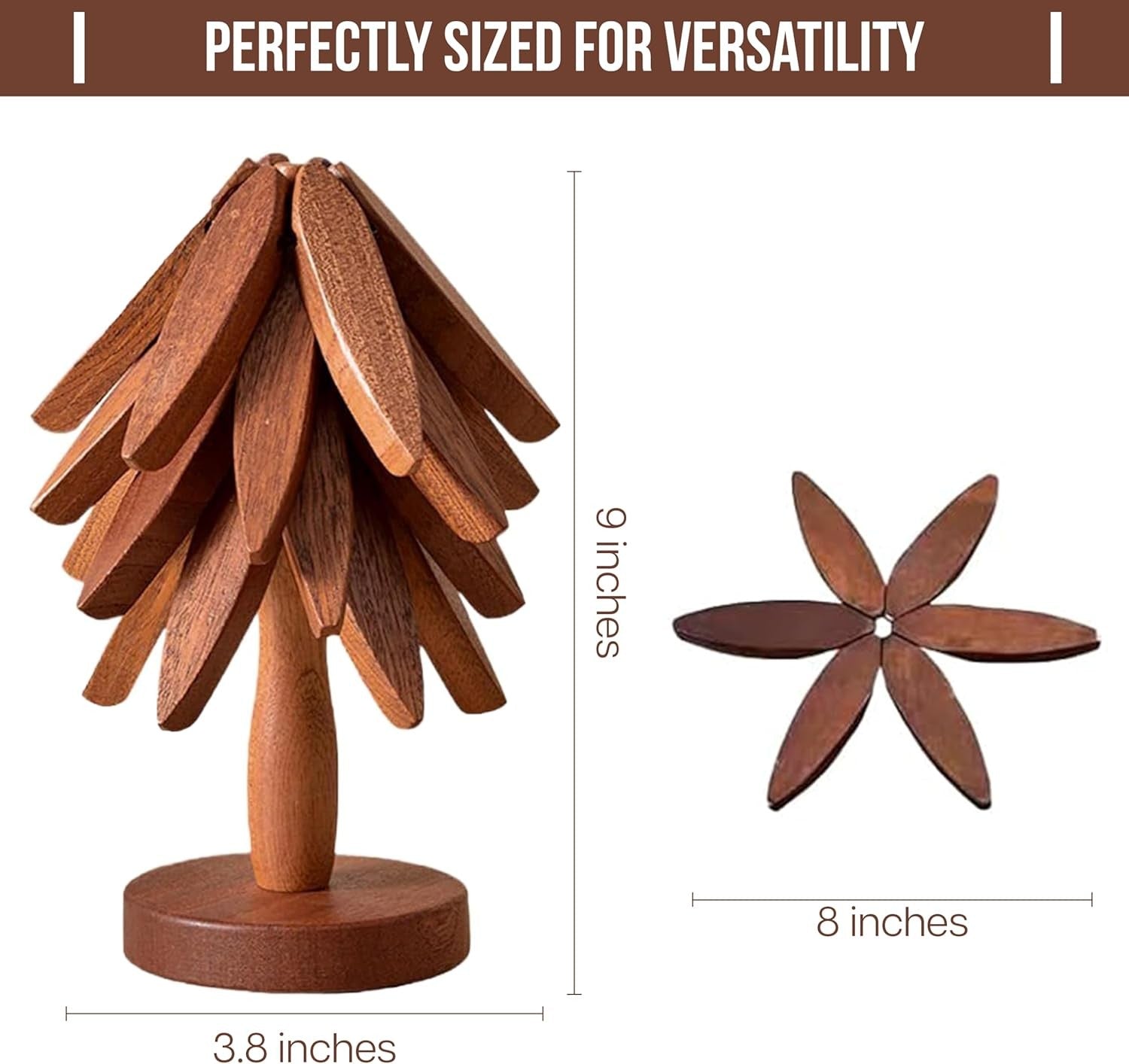 Wooden Trivets for Hot Dishes ,Tree-Shaped Trivet Set with Stand, Heat-Resistant