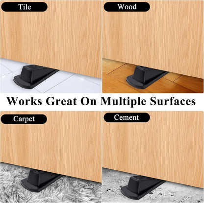 4 Pack Door Stoppers for Bottom of Door, Rubber Door Stopper Wedge