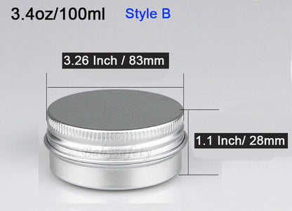 jewelry jar Silver Aluminum Tin Containers - Rust-Proof, Leak-Free Travel Jars for Cosmetics, Soap & DIY (Multiple Sizes)