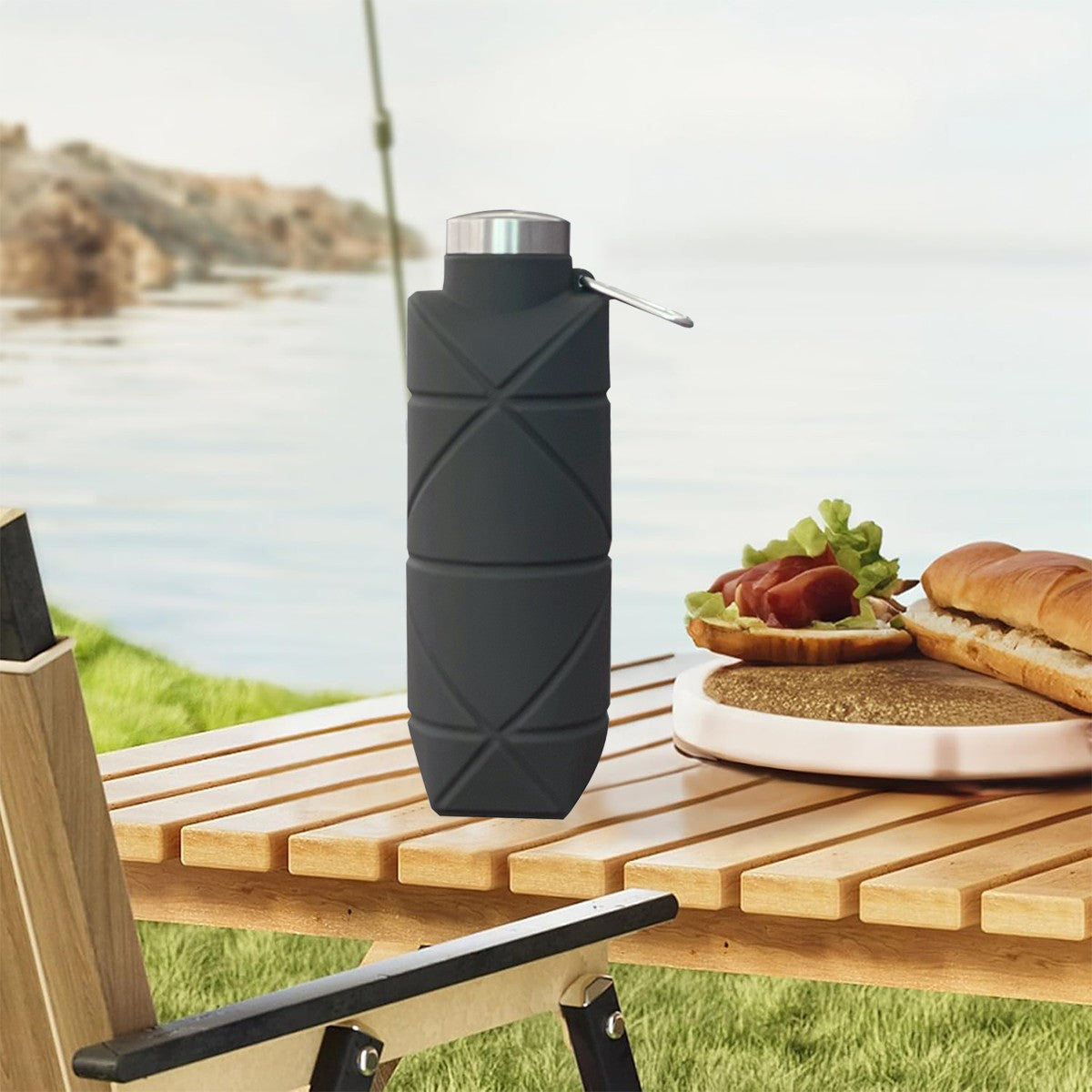 Collapsible Water Bottle,Bpa Free Silicone Reusable Foldable Travel Water Bottle