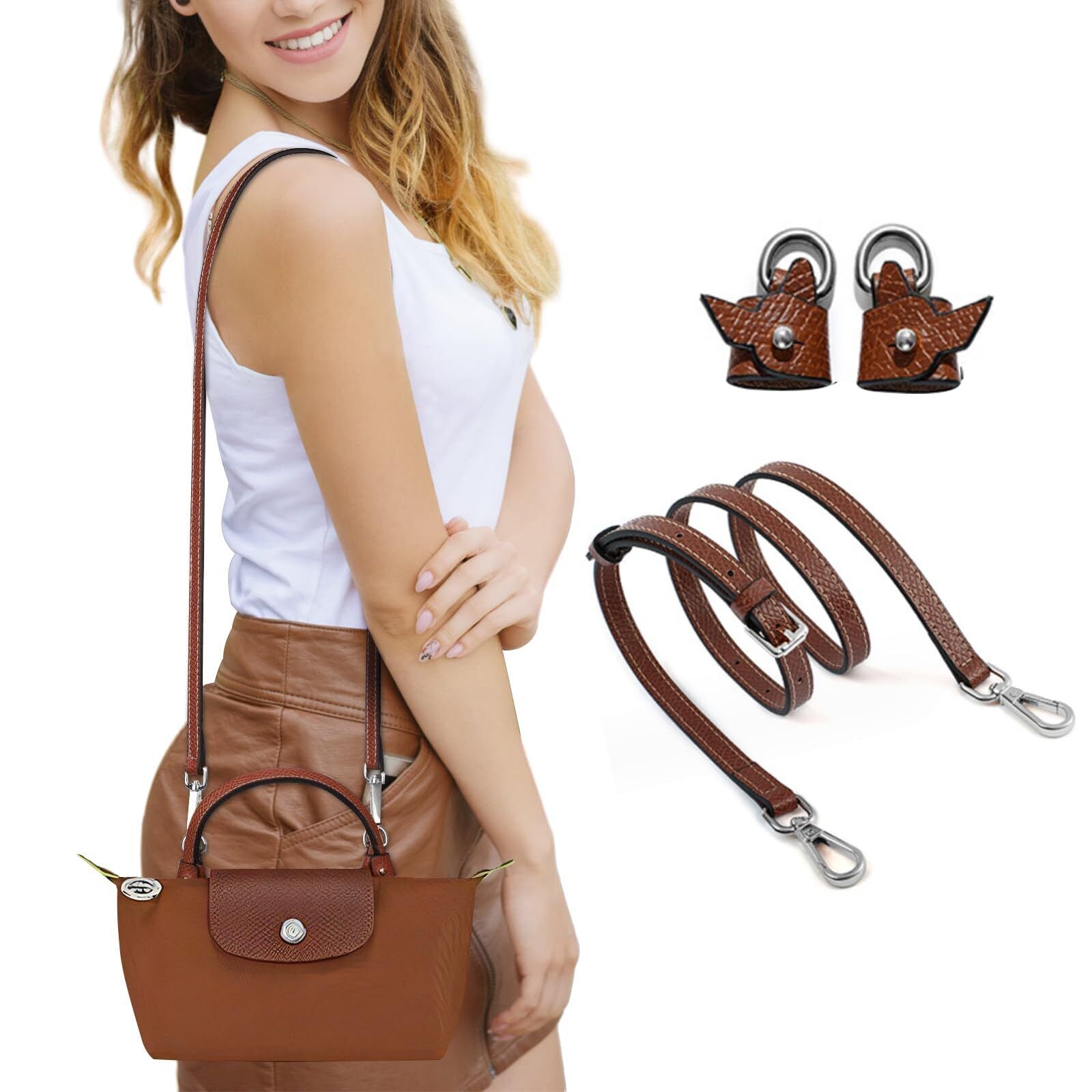 Bag Hanger Purse Straps Replacement Crossbody Genuine Leather Bag Strap Kit Adjustable 