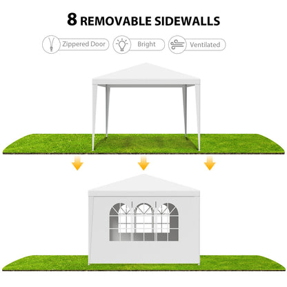 Trending 10'x10' White Party Tent | Outdoor Canopy Gazebo for Weddings, BBQs & Events w/ 4 Removable Walls, Waterproof Cover & Steel Frame