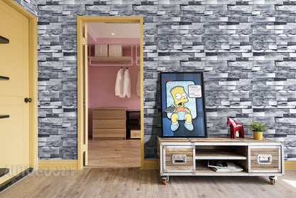 3D Stone Rock Wallpaper Background Modern Vinyl Film Sticker Peel-And-Stick Gray