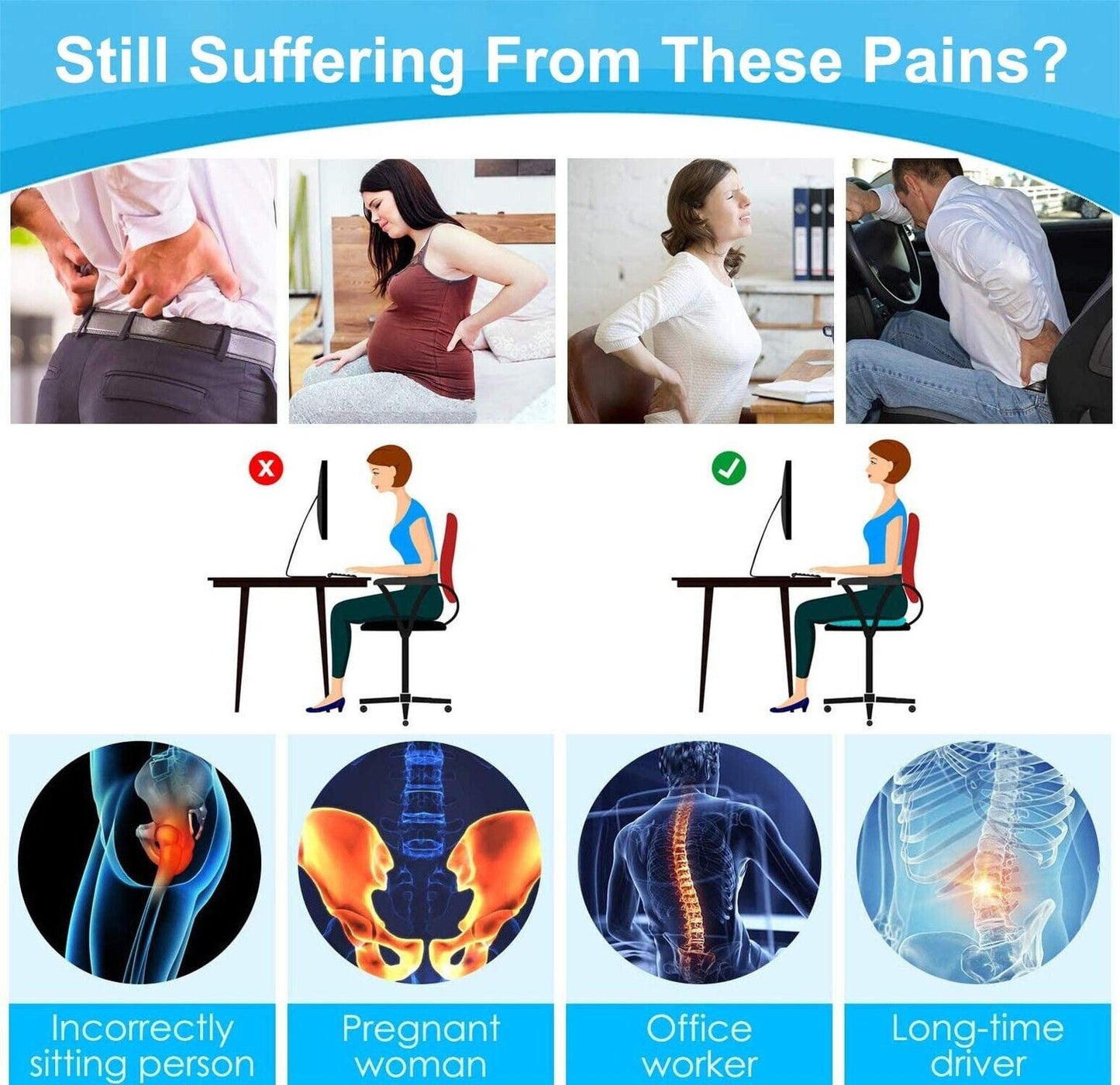 Gel Seat Cushion - Enhanced Double Thick Egg Seat Cushion with Non-Slip Cover...