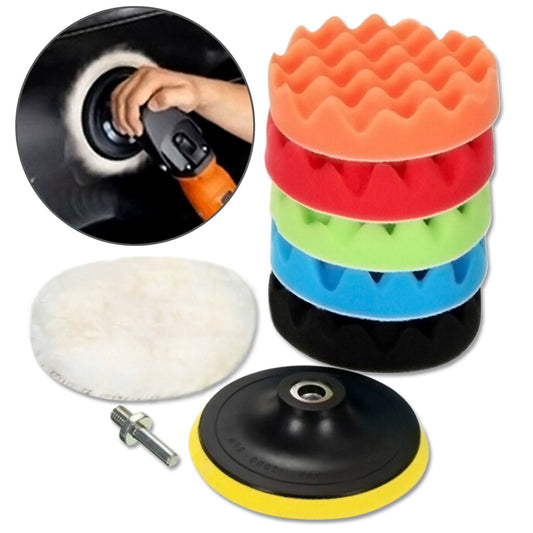7 PCS 7 Inch Polishing Waxing Pad Sponge Buff Buffing Kit Set for Car Polisher