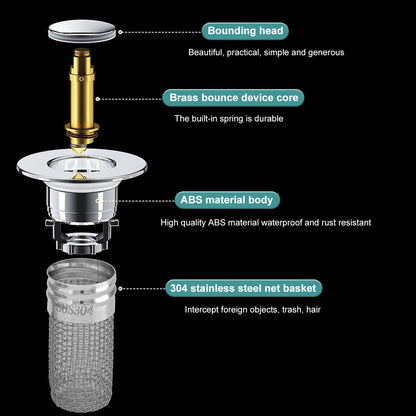 Effortless Drain Protection: Universal Bathroom Sink Stopper & Hair Catcher Strainer
