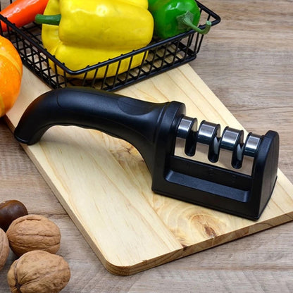 Knife Sharpener for Kitchen Knives, 4-in-1 Manual Blade Sharpener – Easy & Safe Tool for Restoring Sharp Edges at Home, Works on All Blades!