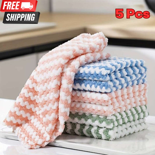 5Pcs Kitchen Towels Reusable Dishcloths Multicolor Cleaning for Multiple Uses