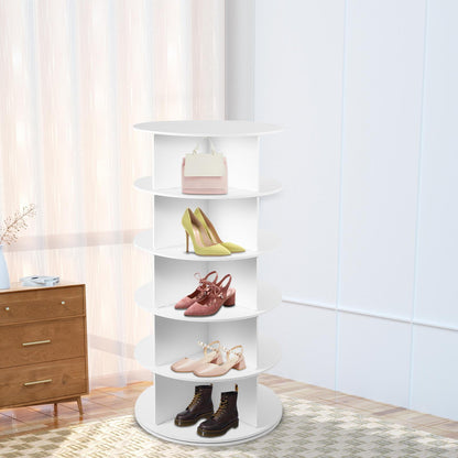 7-Tier Rotating Shoe Rack Tower 360° Spinning Shoe Display Carousel White