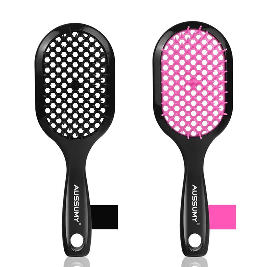 Soft Bristle Detangling Hair Brush Pack 2 Pack Detangler Cherry Blossom+Black