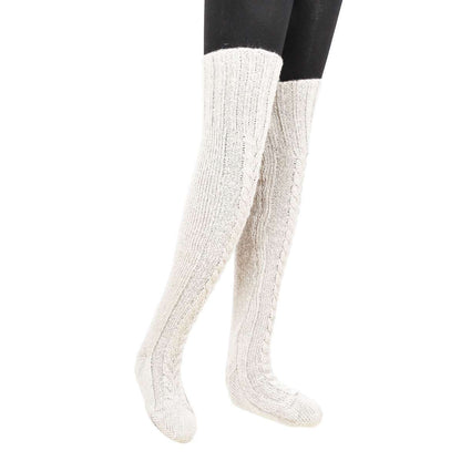 Women Warm Winter Knitted Socks over Knee Long Thigh High Boot Soft Stockings