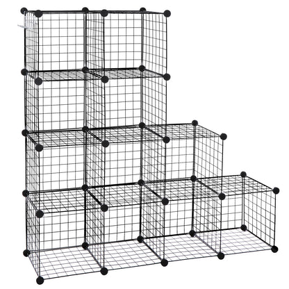 12-Cube Wire Storage Organizer – DIY Metal Bookshelf & Shelving Rack for Bedroom, Living Room, or Closet – Modern Industrial Design, Large Capacity