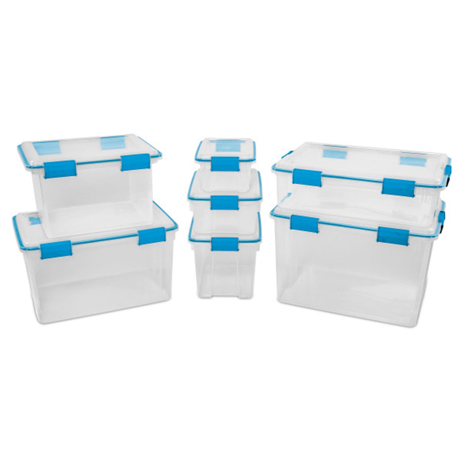 Sterilite 54 Quart Gasket Box, Stackable Storage Bin with Latching Lid, 4 Pack