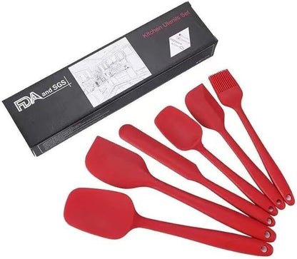 Heat Resistant Silicone Spatulas Set of 6, Nonstick Cooking Essentials BPA-Free, Durable, Easy Clean, Kitchen Cookware Utensils Plastic Handles