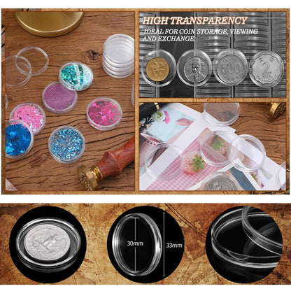 Transparent round COINNING Box Capsules Storage Containers Home Supplies