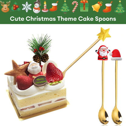 Christmas Themed Cutlery Set 6PCS Christmas Gift Glod Spoon Fork Set Elk Christmas Tree