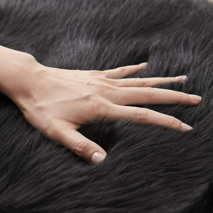 Faux Fur Sheepskin Fluffy Area Rugs round Shaggy Carpet for Bedroom Living Room