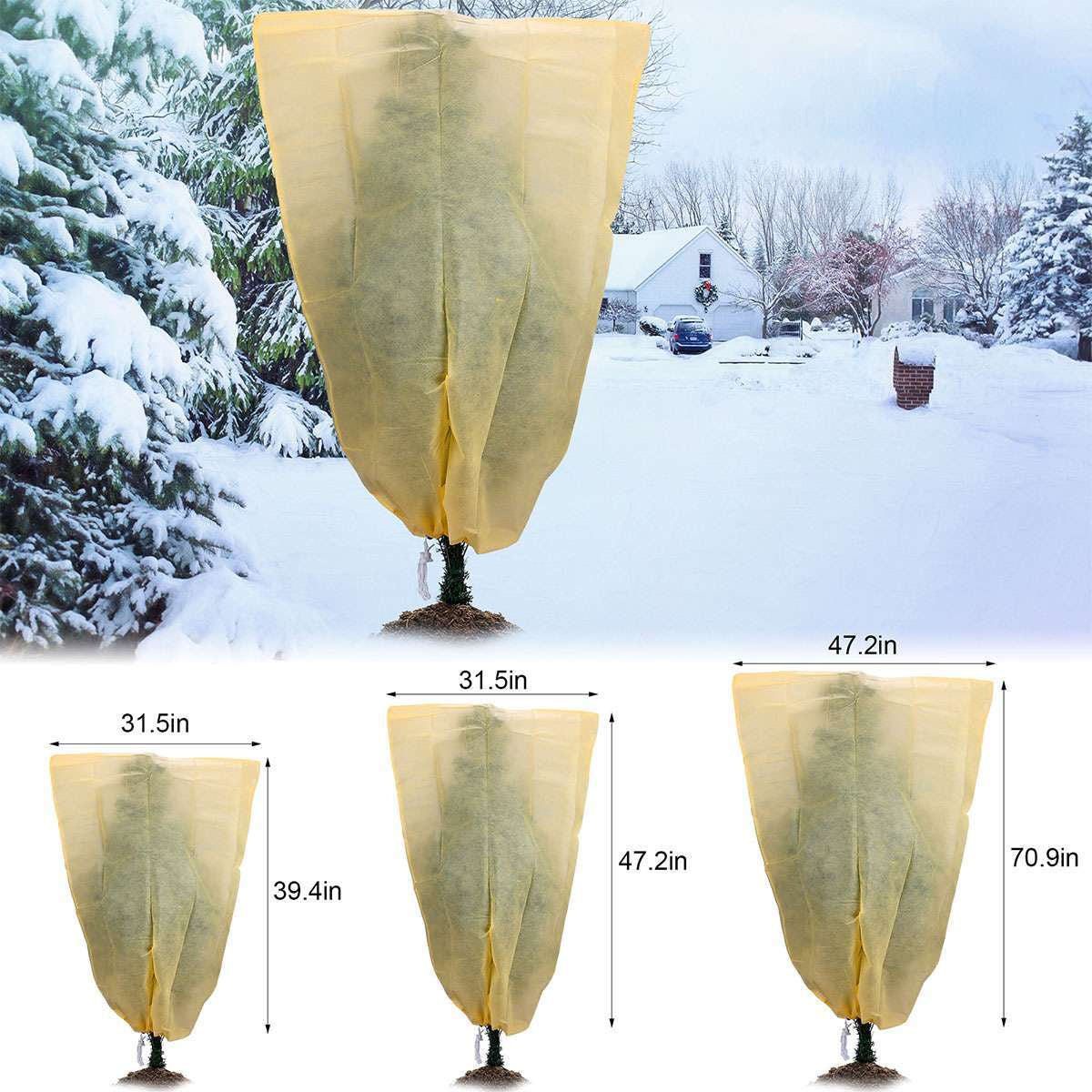 1/2/4X Reusable Plant Covers Freeze with Drawstring for Winter Frost Protection