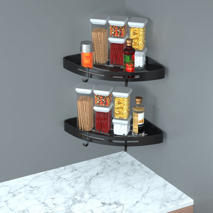 2PCS Shower Shelf Caddy Triangular Bathroom Organizer Storage Holder Corner Rack