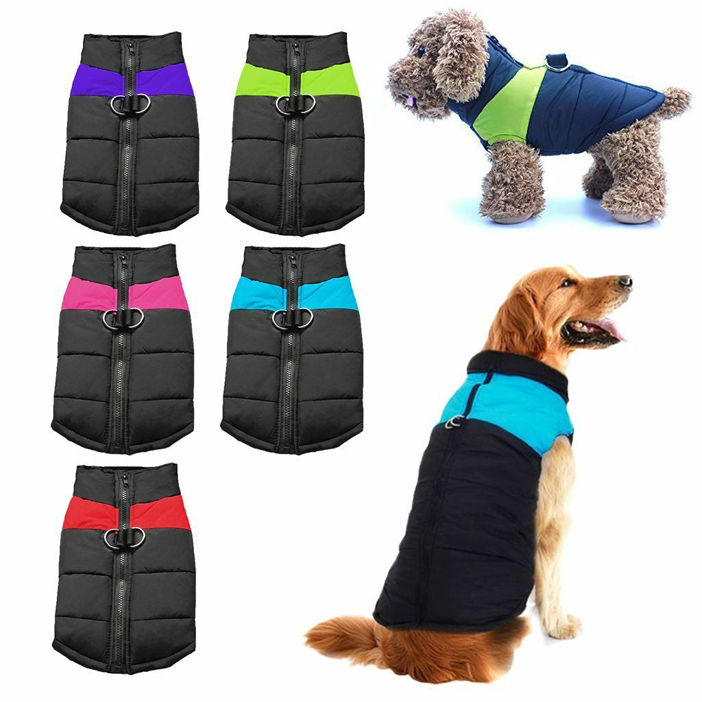 Pet Dog Vest Jacket – Waterproof & Warm Winter Coat | Padded, Windproof, Cozy Fit with Leash Hook | Stylish & Comfy Cold-Weather Dog Clothes