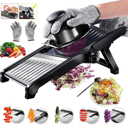 Mandoline Slicer for Kitchen, Adjustable Stainless Steel Food Vegetable Potat...