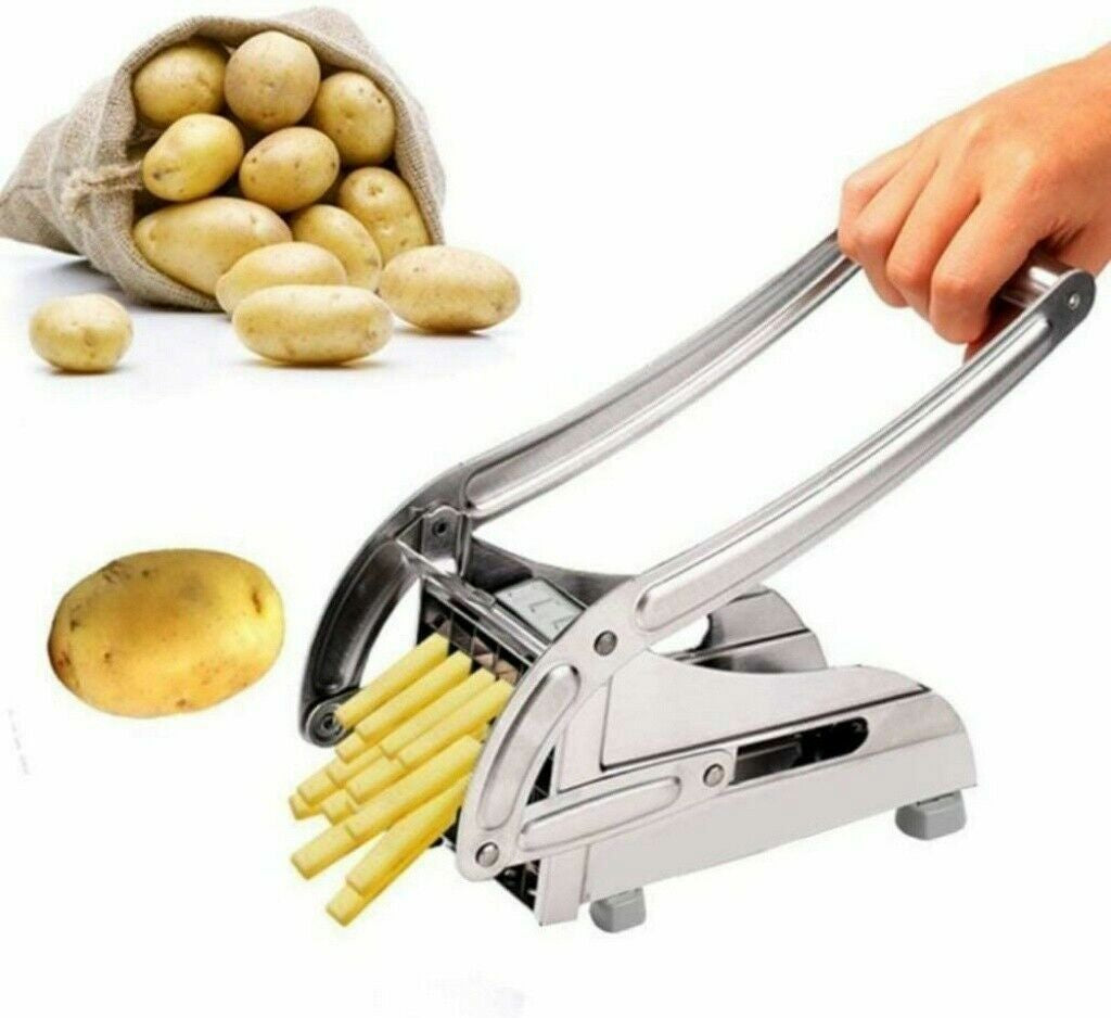 Stainless Steel Potato Slicer & French Fry Cutter, Durable, Safe, Skid-Proof Handle, Perfect for Homemade Fries & Veggie Snacks – Kitchen Essential