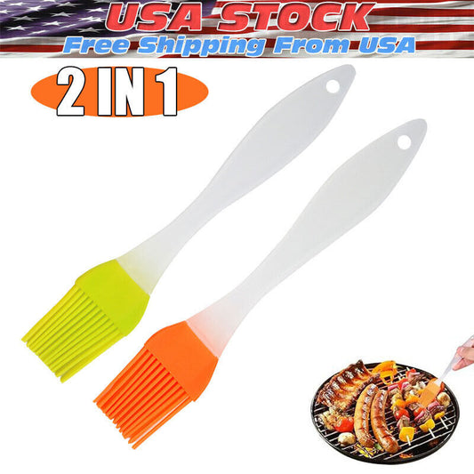 2PCS Silicone Oil & Basting Brushes – Heat-Resistant Pastry Tools for Baking, BBQ, Cooking & Party Prep Aesthetic Grill Master Gear