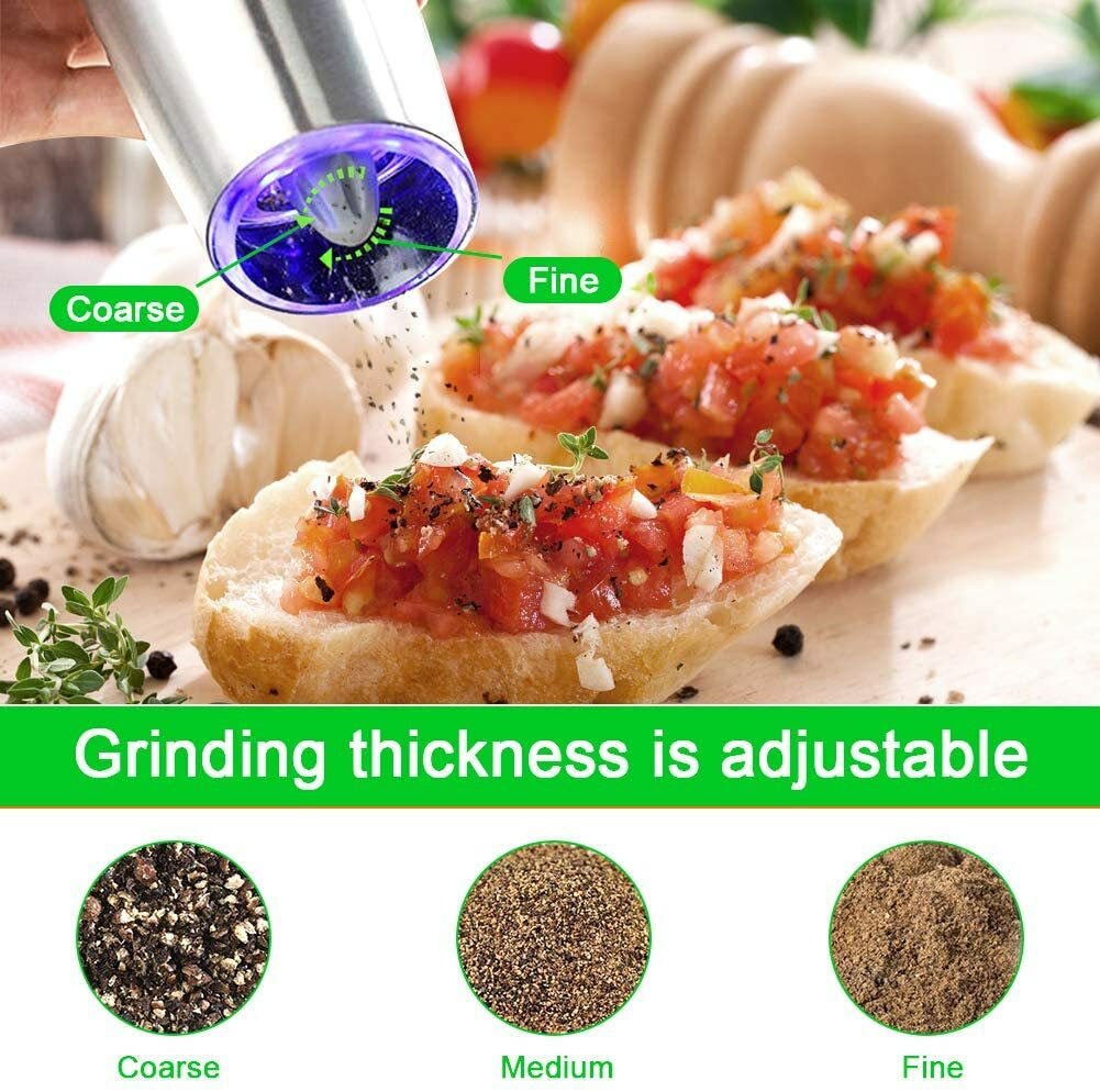 Salt and Pepper Grinder Electric Pepper Mill Stainless Steel Gravity Induction