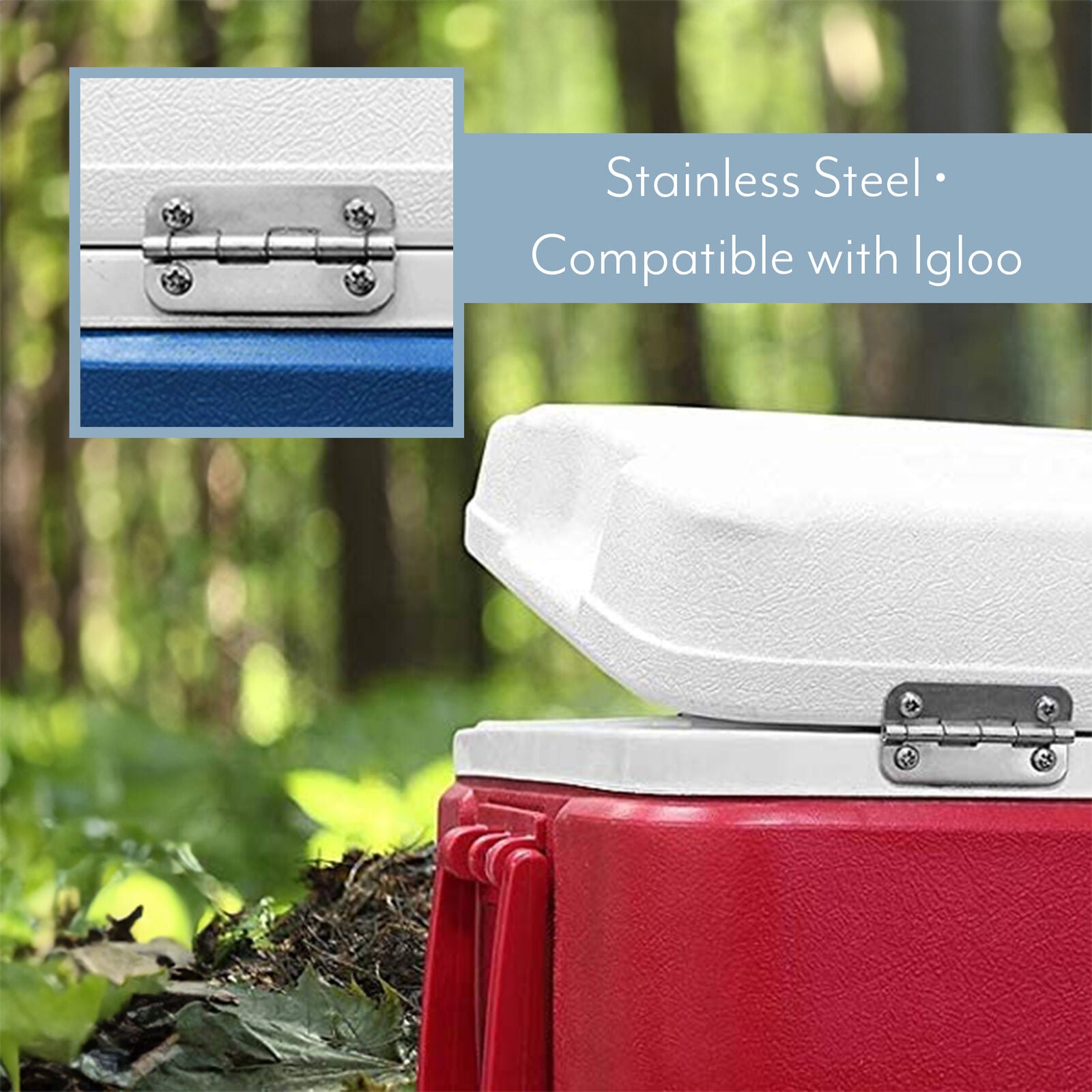 Stainless Steel Cooler Hinges – Heavy-Duty Replacement for Igloo Ice Chests, Durable Metal Hinges for 25-165 Qt Coolers, Rust-Resistant & Easy Install