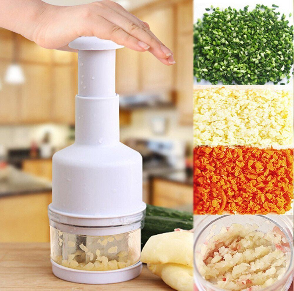 Pressing Vegetable Garlic Onion Food Chopper Cutter Slicer Peeler Dicer White