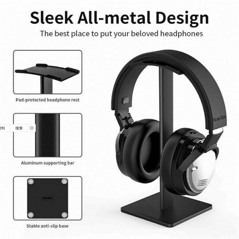 Headphone Stand Headset Holder Rack with Aluminium Supporting Bar Flexible ABS