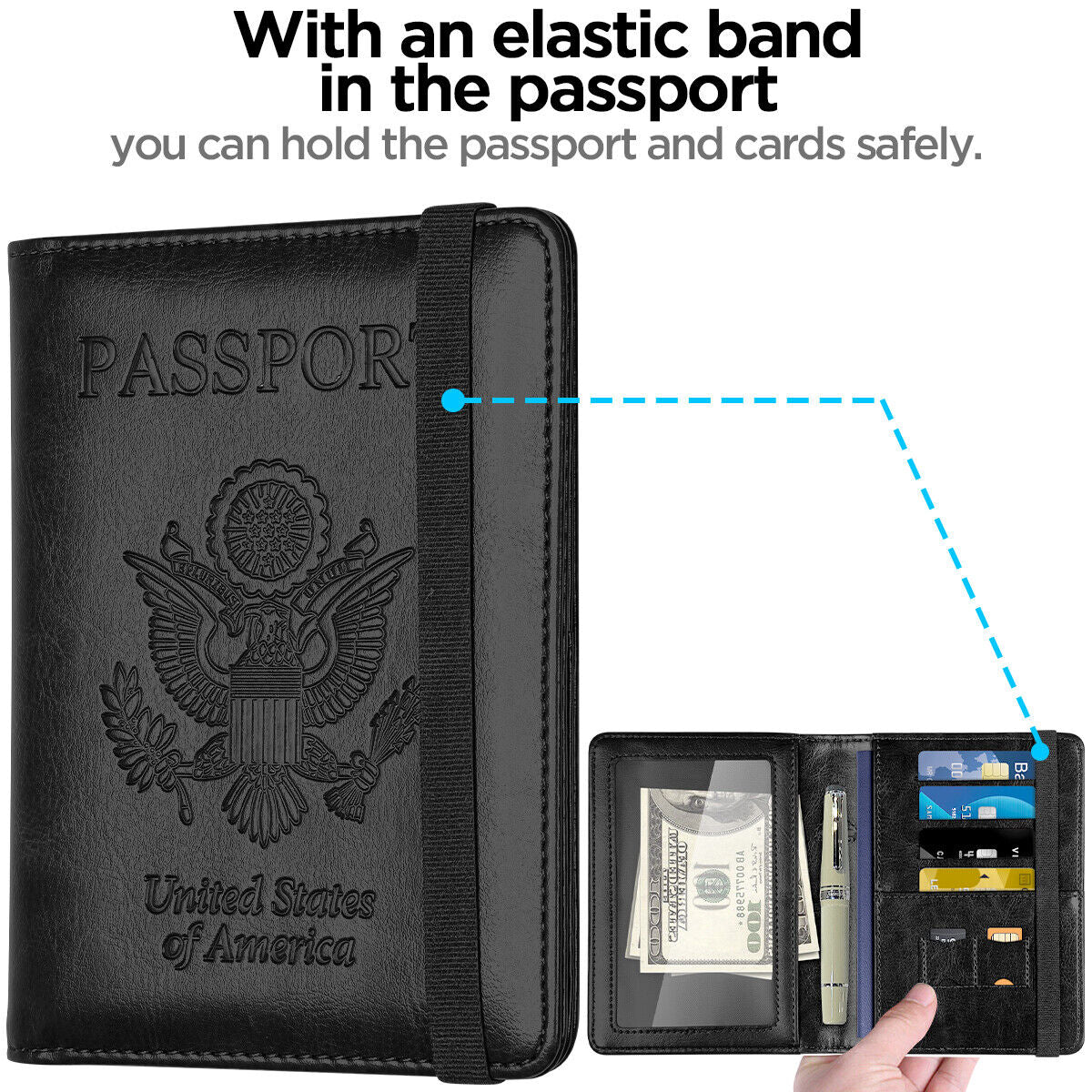RFID Blocking Leather Passport Holder – Slim Wallet Cover with Card Slots for Men & Women | Airport Must-Have Organizer Travel Essentials