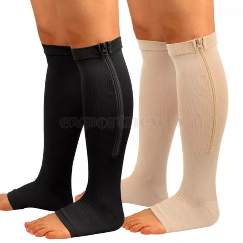 tame impala leg warmers Zipper Medical Compression Support Socks Knee High Open Toe Compression Socks Zip-Up Open Comfort Fit Womenswear Breathable