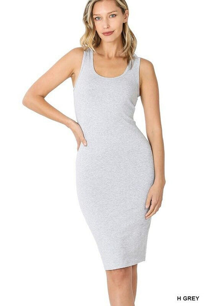 Womens Extra Long Tank Top Dress Cotton Sleeveless Tunic Slip Mini Knee Length