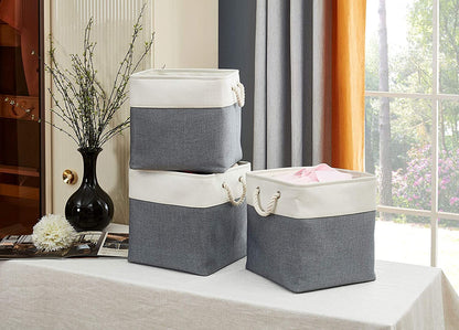 Large Storage Basket Rectangular Fabric Collapsible Organizer Bin Box 13×13×13In