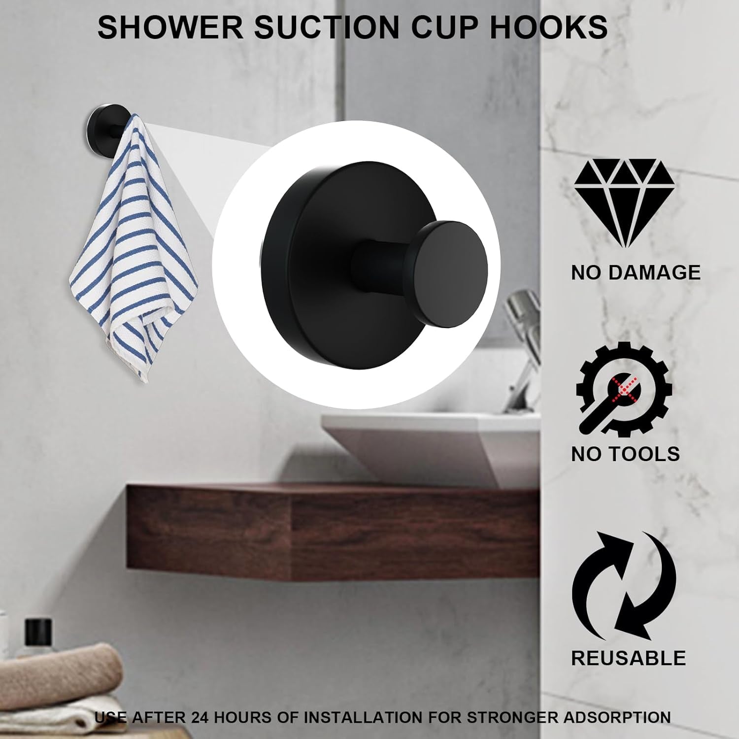 Suction Cup Hooks for Shower,Bath Towel Hook,Heavy-Dut