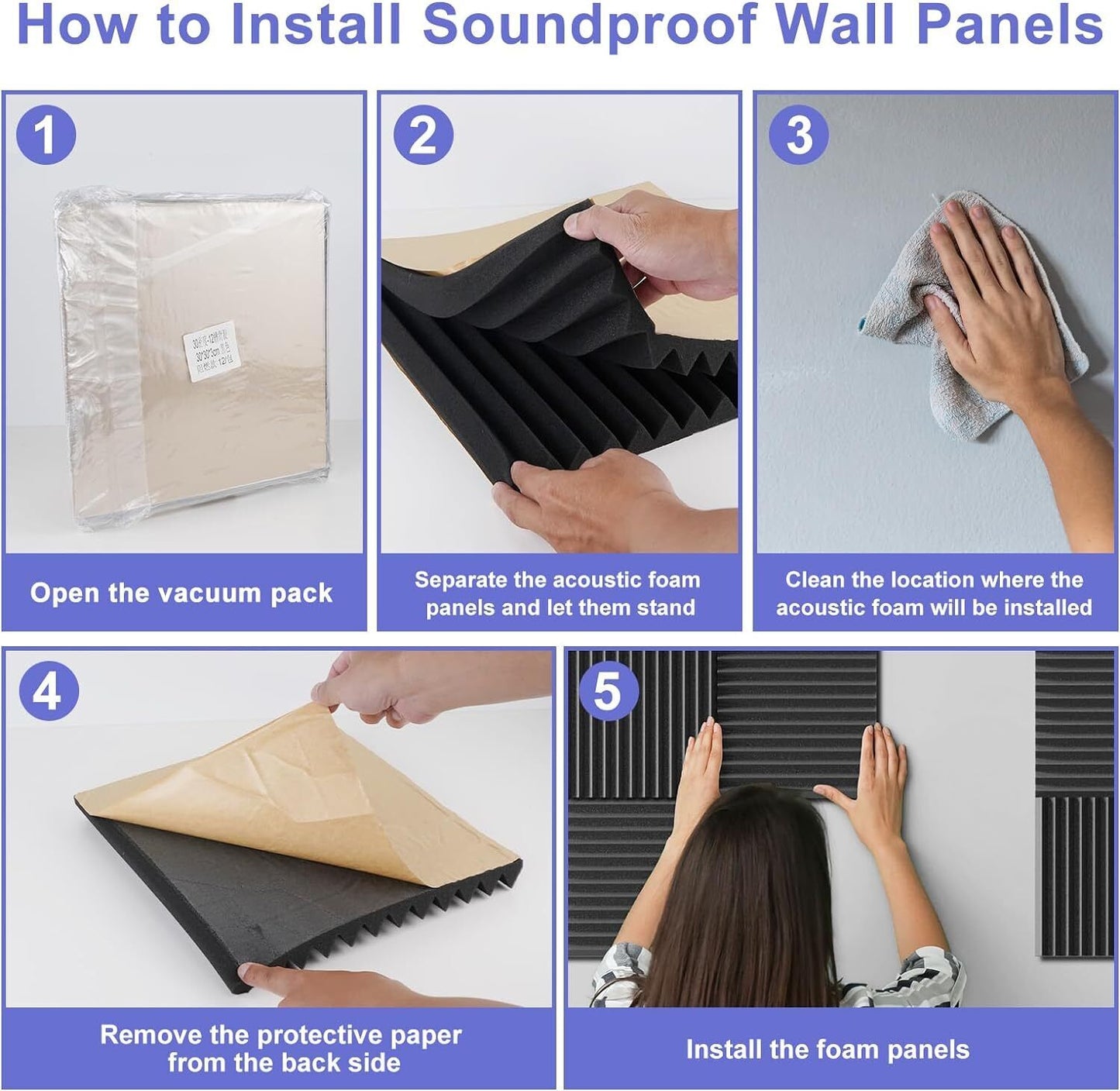 Foam Home, Premium Acoustic Foam Panels - Soundproofing, Noise Reduction & Easy Install | Studio, Home, & Office