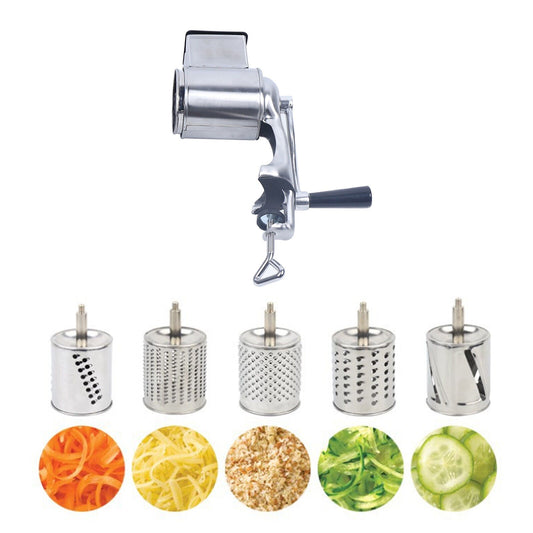 Cheese Vegetable Grater Rotary Stainless Steel Multi Slice Cutter Kitchen Metal Slicer Utensils Blade Grinder fast cutting machine Round food chopper