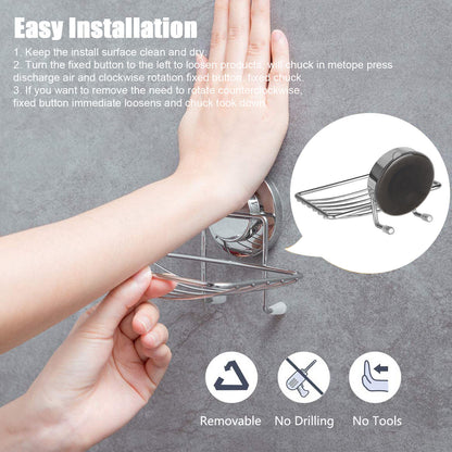 Stainless Steel Soap Dish Mounted Wall Holder Bathroom Shower Basket Storage Box