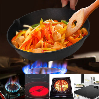 3PCS Cast Iron Skillet Set 6" 8" 10" Heavy Duty Pre-Seasoned Frying Pan Cookware