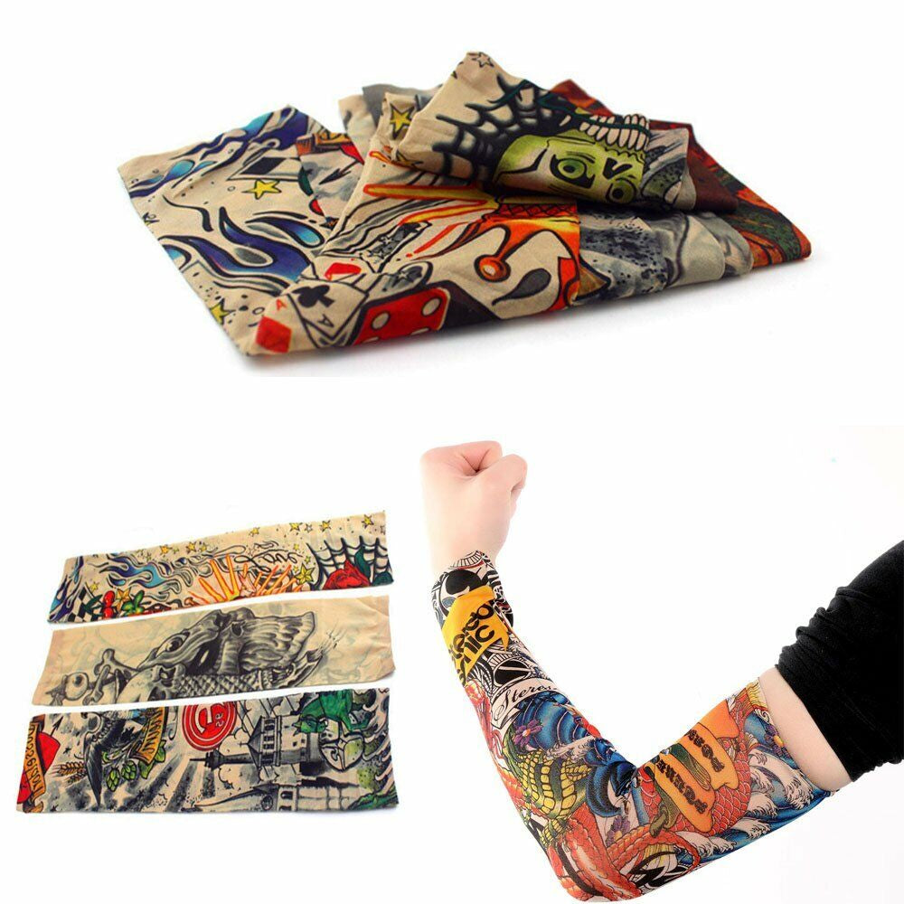 10/12PC Tattoo Cooling Arm Sleeves Cover Basketball Golf Sport UV Sun Protection