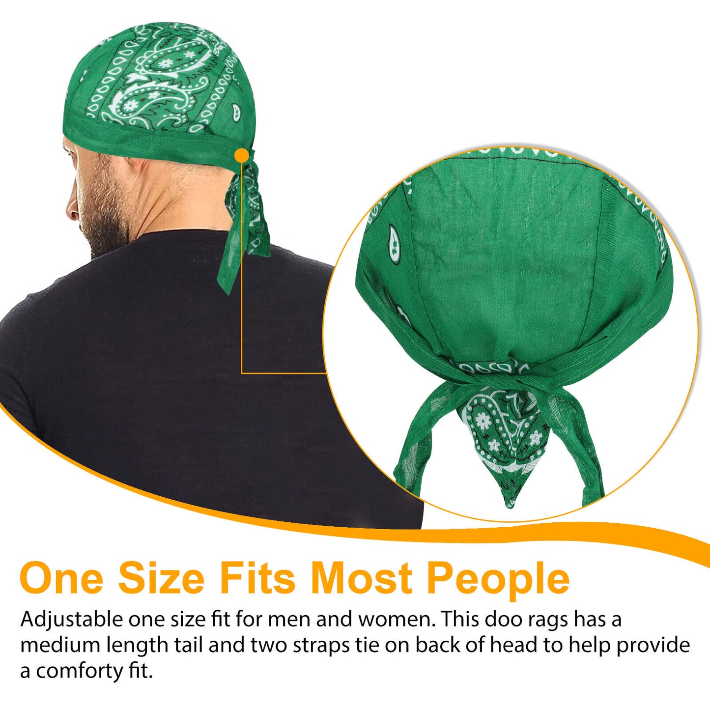 6PCS Men’s Biker Head Wraps – Doo Rag Skull Caps, Cotton Bandanas for Motorcycle & Cycling | Stylish & Comfortable, TikTok Trendy Riding Accessories