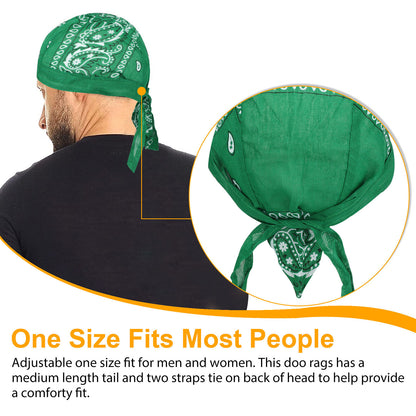 6PCS Men’s Biker Head Wraps – Doo Rag Skull Caps, Cotton Bandanas for Motorcycle & Cycling | Stylish & Comfortable, TikTok Trendy Riding Accessories