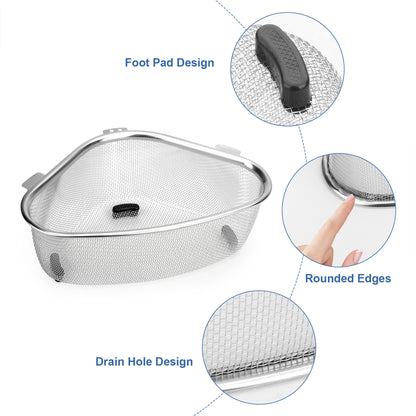 Stainless Steel Sink Strainer Basket – Triangle Drain Rack, Kitchen Food Filter | Easy Clean, Prevent Clogs, TikTok Kitchen Hack for Mess-Free Cooking