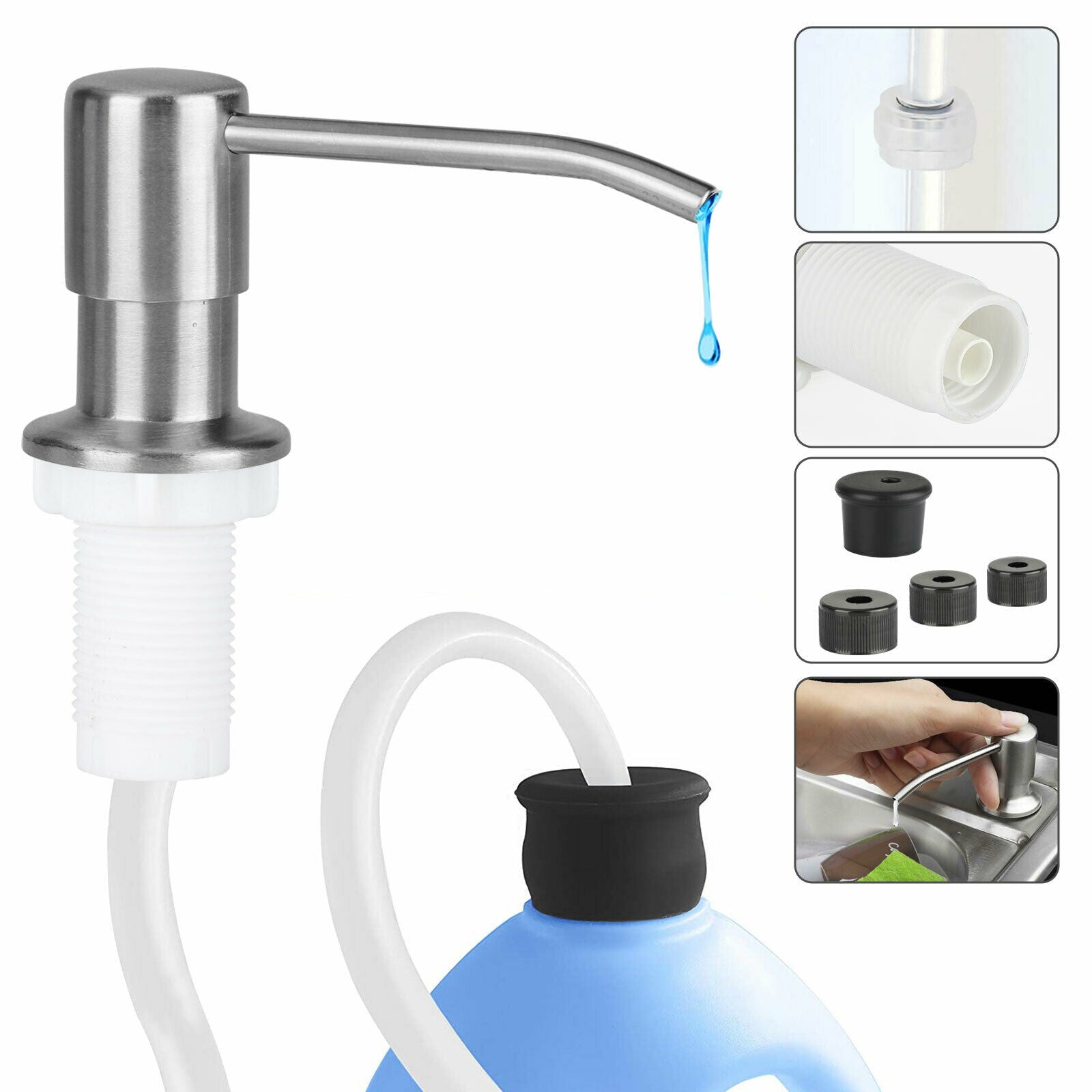 DIY Stainless Steel Sink Soap Dispenser Kitchen Hand Liquid Pump Bottle Tube Kit