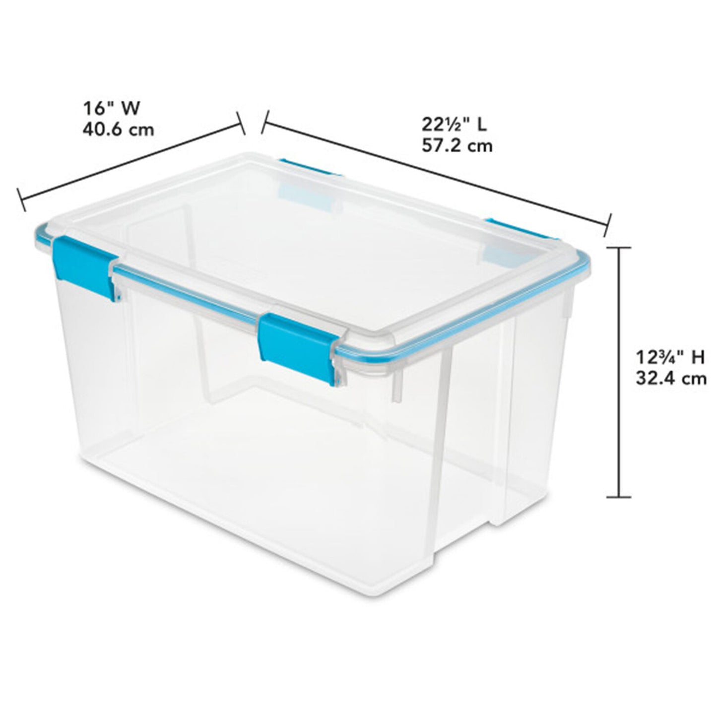 Sterilite 54 Quart Gasket Box, Stackable Storage Bin with Latching Lid, 4 Pack