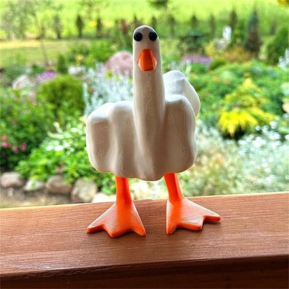 2024 ornaments, Middle Finger Duck Statue - Funny Resin Duck Figurine, Rude Home Decor, Desk Ornament, Gag Gift for Friends & Office, 17cm Tall